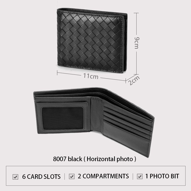 Premium Soft Sheepskin Leather Luxurious Handmade Knitting Men 2020 est 3 Sizes Series Bi-fold Folio Purses