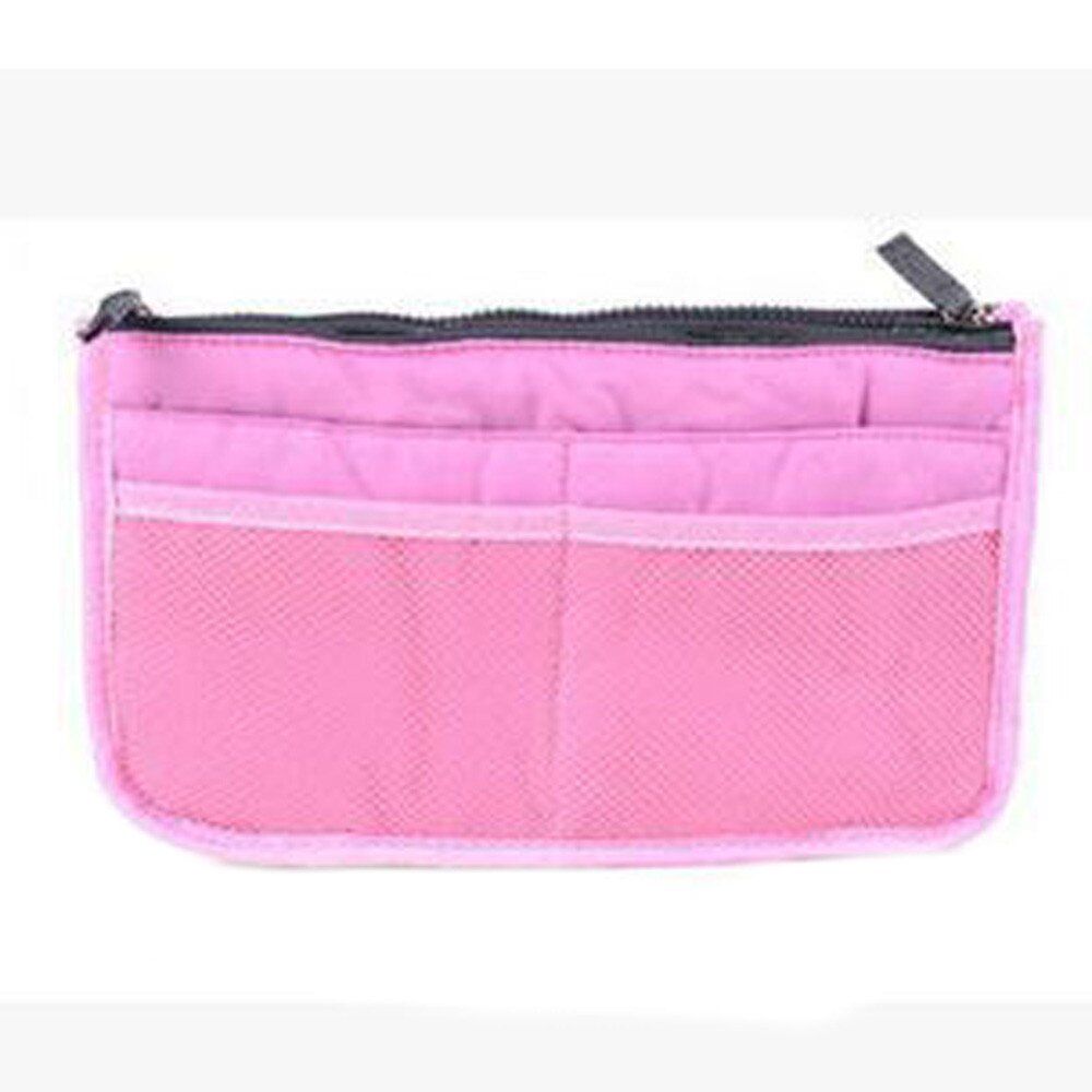 Women Comestic Organizer Bag In Bag Double Zipper Portable Multifunctional Travel Pockets Handbag Makeup Bag Neceser HOT
