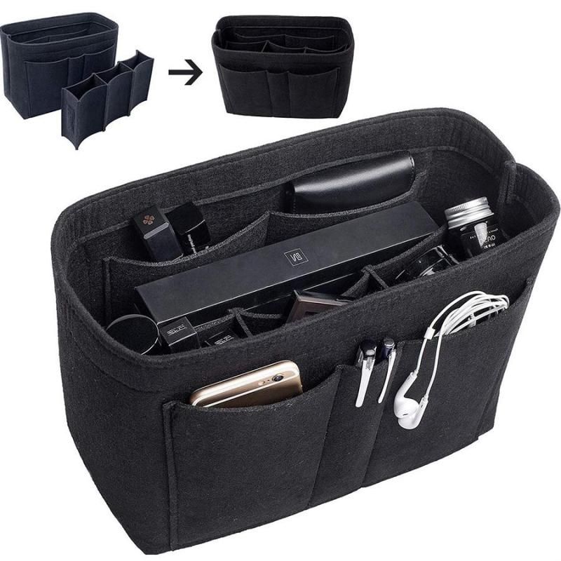 EverToner Felt Cloth Insert Bag Organizer Makeup Handbag Organizer Multi-functional Purse Organizer Felt Bag