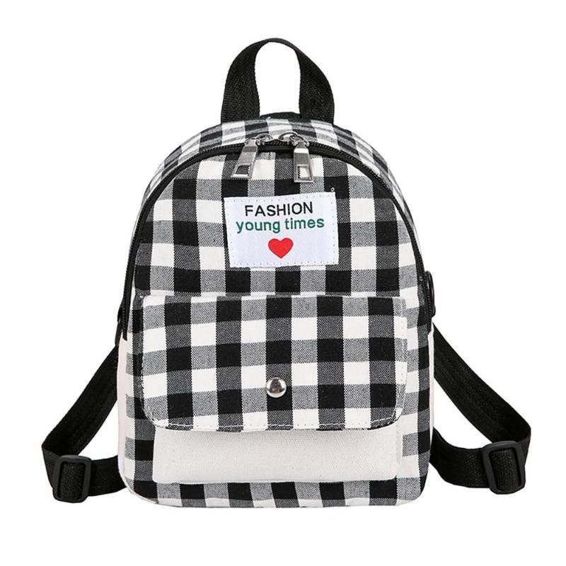 Fashion Canvas Backpack lattice Women Shoulder Bag Solid Color School Backpack Teenage Backbag Rucksack Women Bagpack 2020 New