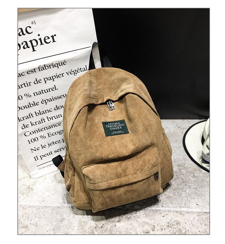 Women Corduroy Canvas Backpack Female Soft Velvet School Bag Mochila Feminina Backpacks Adolescent Teenage Girls Travel Bagpack