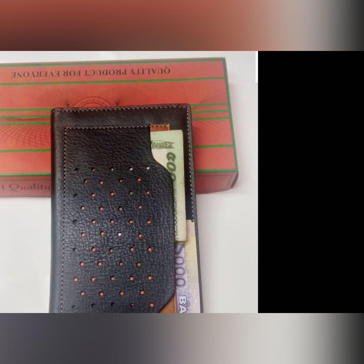 Leather long mobile wallet for men