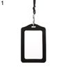 Fashionable ID Badge Card Holder Faux Leather Frame Clear Case Cover Lanyard