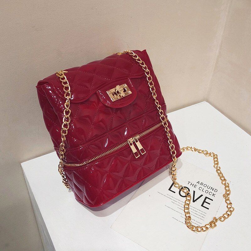 Plaid Famous Brand Designer 2019 Fashion New Jelly Chain Women Backpack Large School Bag for Teenage Girl Travel Bag Back Bag