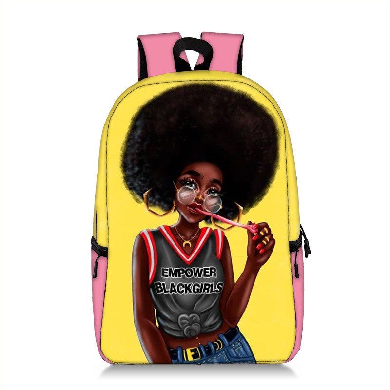 Cute Afro Girls Print Backpack For Teenage Brown Girls Student School Bags Laptop Backpacks Women Rucksack Female Bookbag