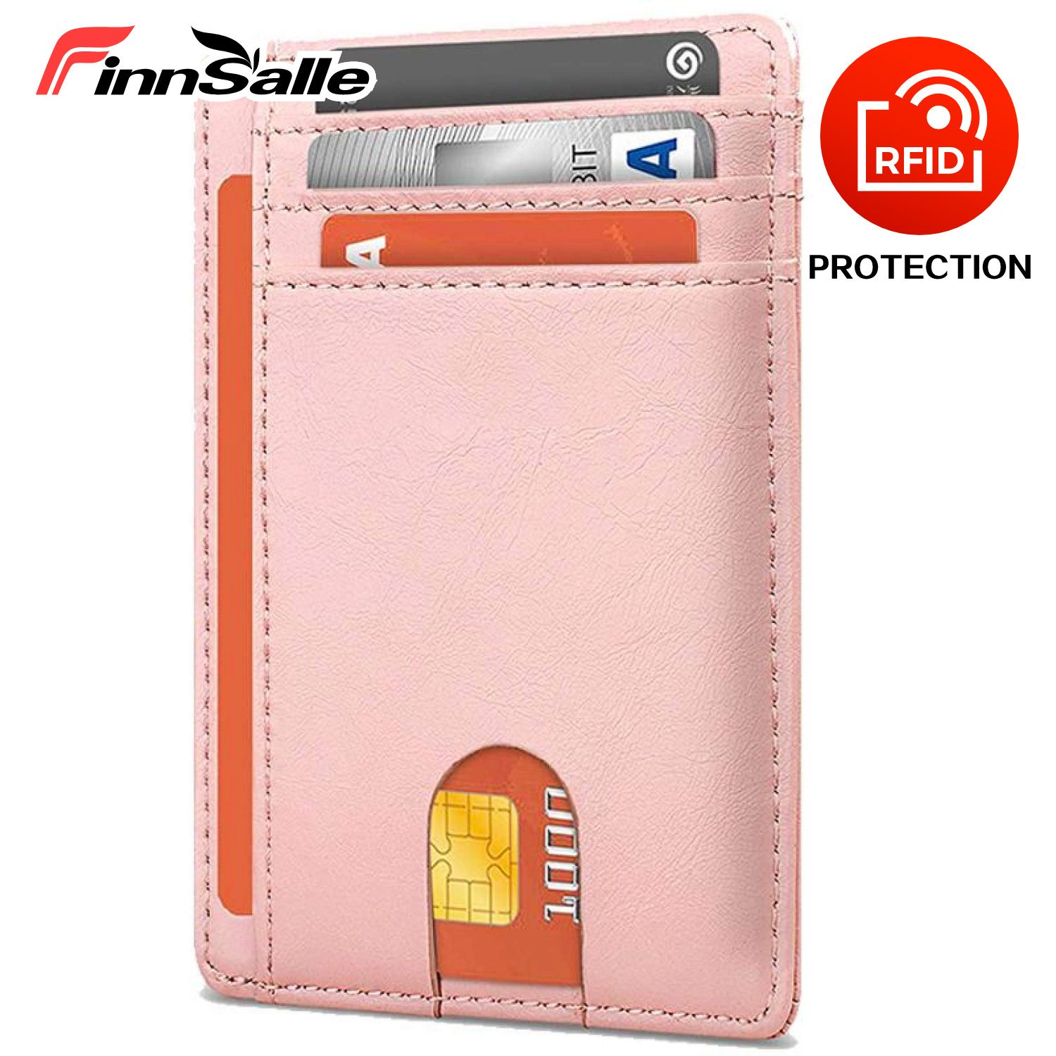 Slim Front Pocket Wallets for Men or Women with Blocking & Leather