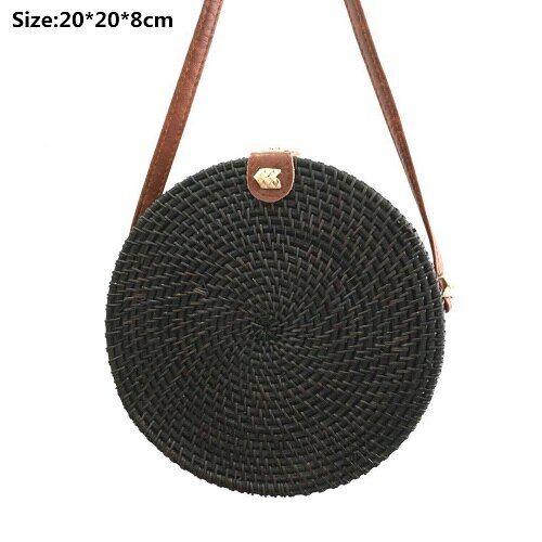 Rattan Bags Handbags For Women 2019 Bali Bohemian Summer Bamboo Beach Bag Cross body Round Wooden Straw Bag