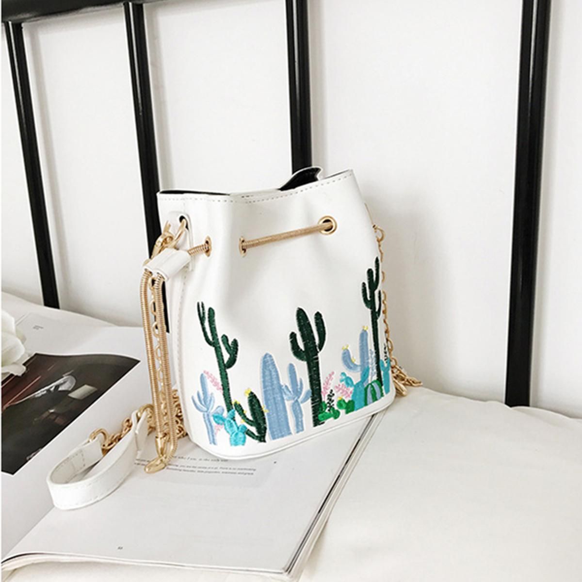 good looking Women Embroidery Cactus Shoulder Bag Satchel Cross Body Messenger Handbag String
