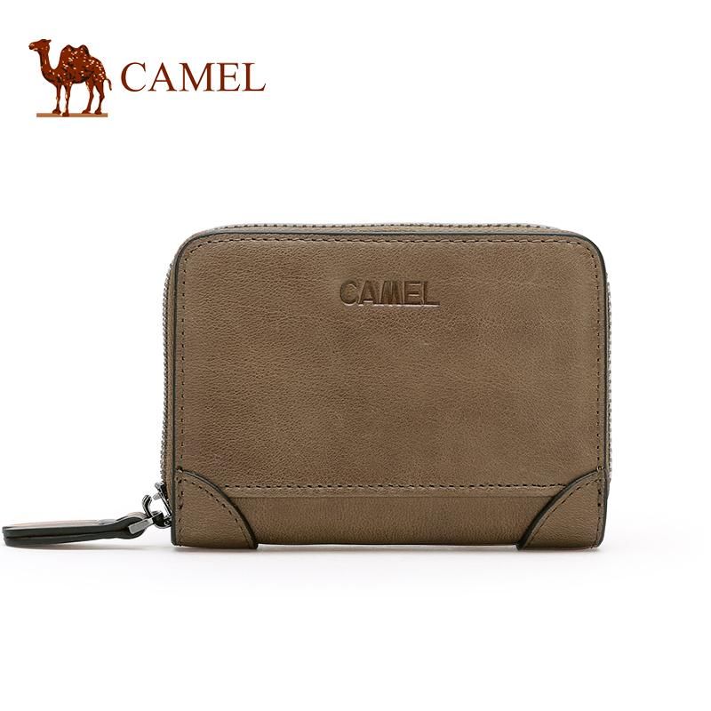 Camel Authentic Horizontal Style Leather Wallet Retro Fashion Card Holder Large Capacity Money Bag