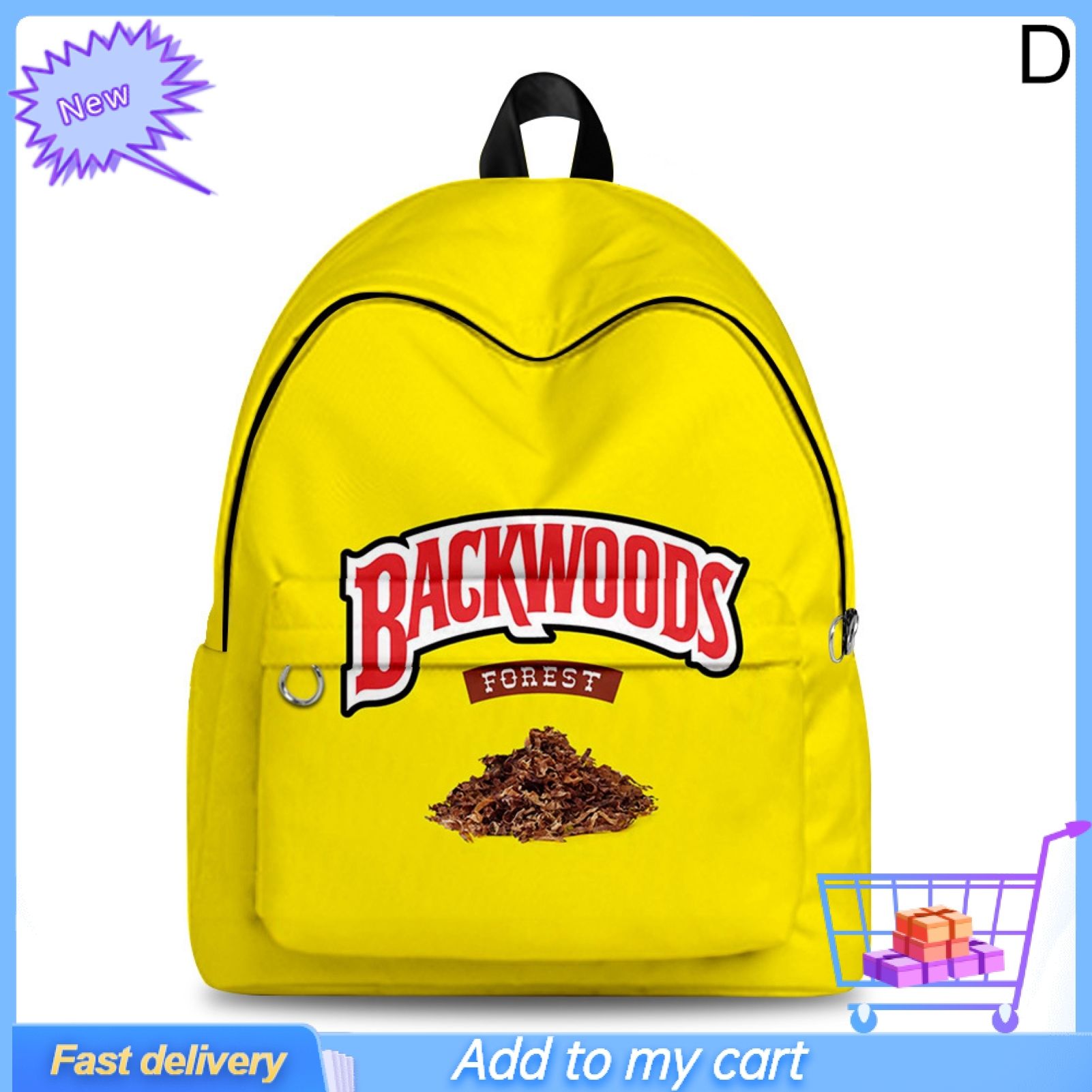Unisex Backwoods 3D Cigar Printing Backpack Travel Outing Student School Bag