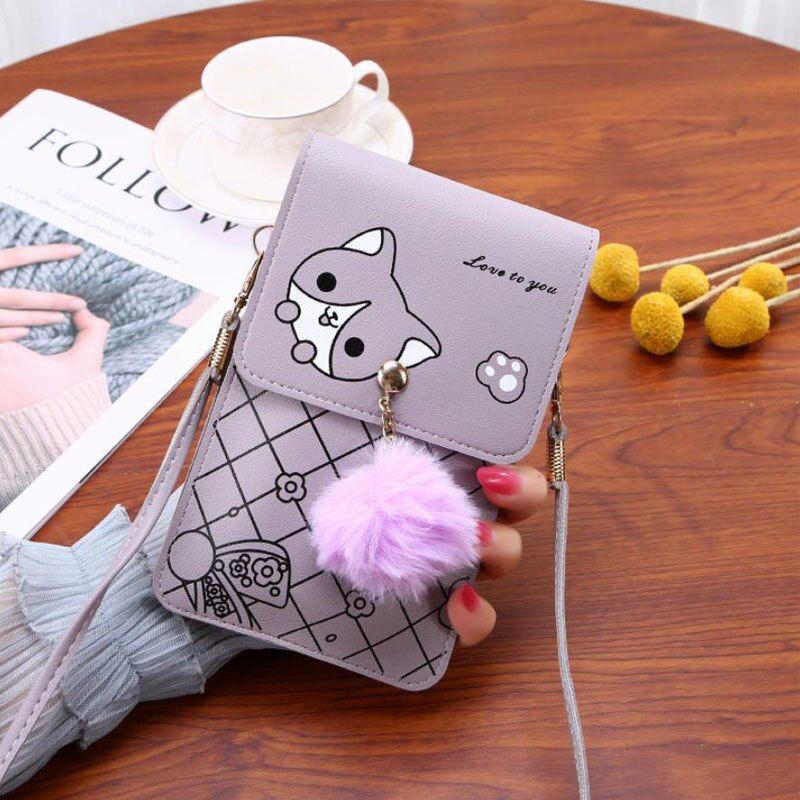 Women's Touch Screen Cell phone purse transparent simple bag new hasp cross wallets Smartphone Leather Shoulder light handbags