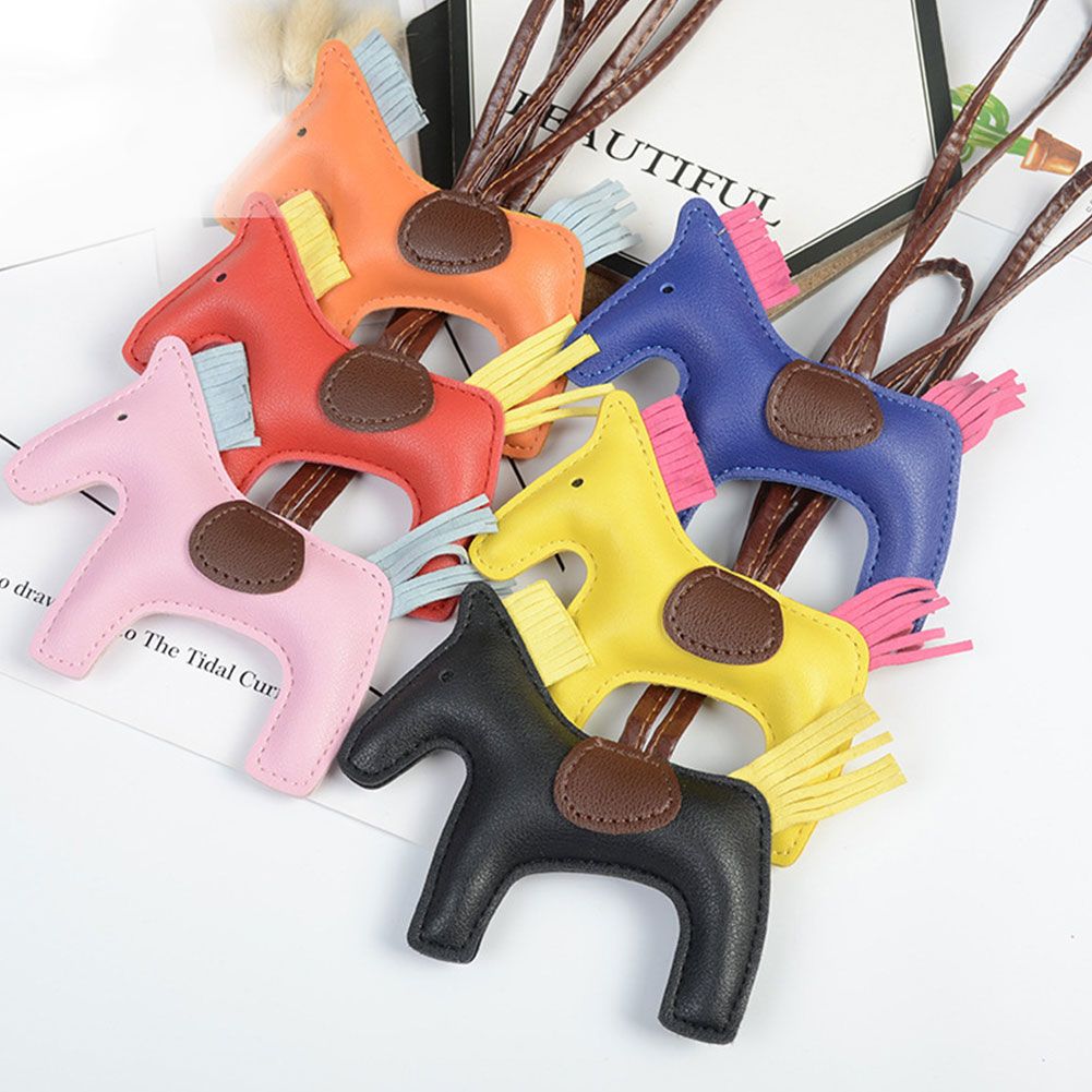 Girl PU Cartoon Cotton Filled Horse Suitcase Pendant Key Ring Cute Baby Lovely Colorful Chain Bag Pendant Accessory