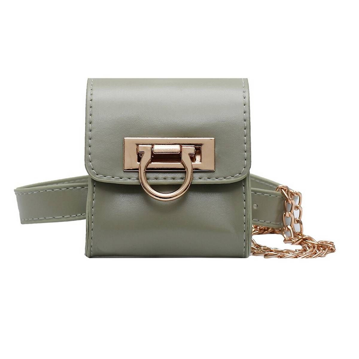 Retro PU Leather Women Mini Shoulder Bag Solid Color Fanny Ladies Waist Packs Small Messenger Handbags