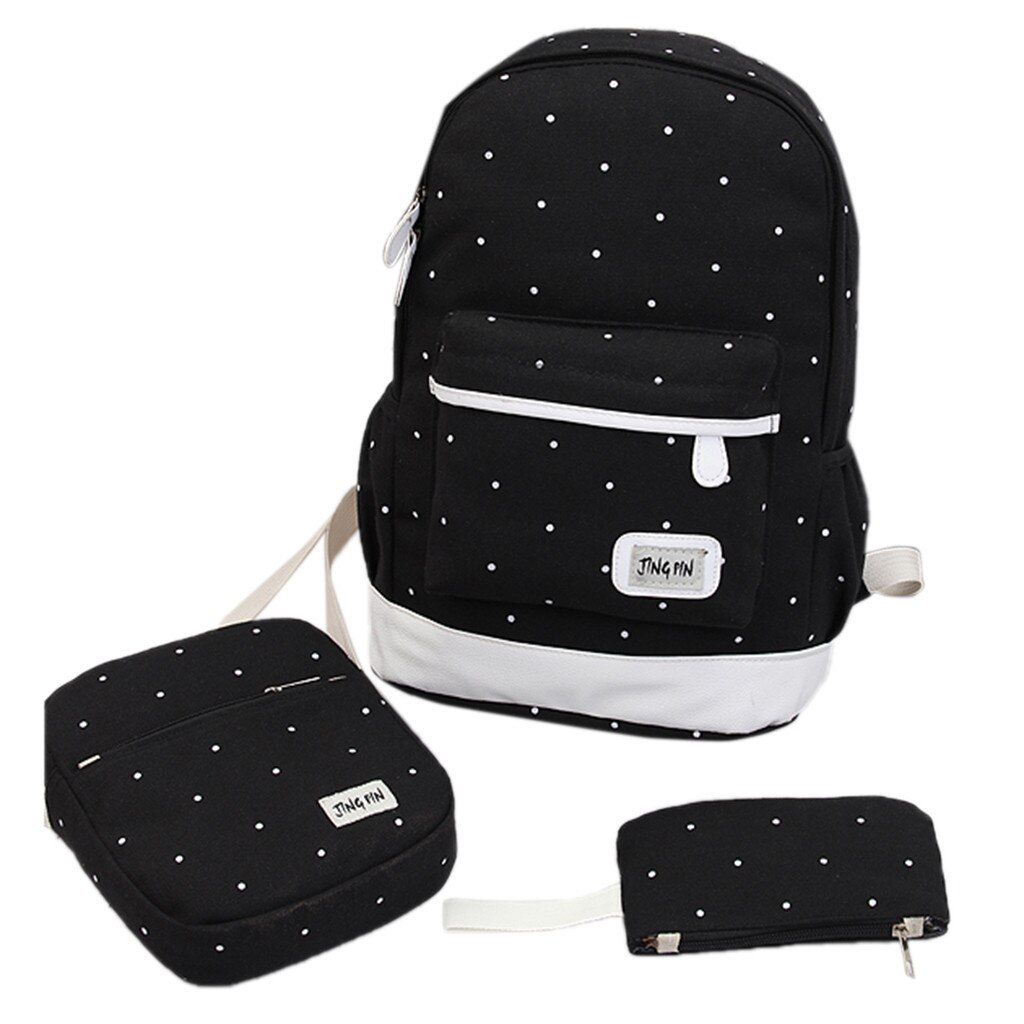canvas backpack women dot school bag for teenagers girls Preppy Style composite bags set travel high quality female backpack