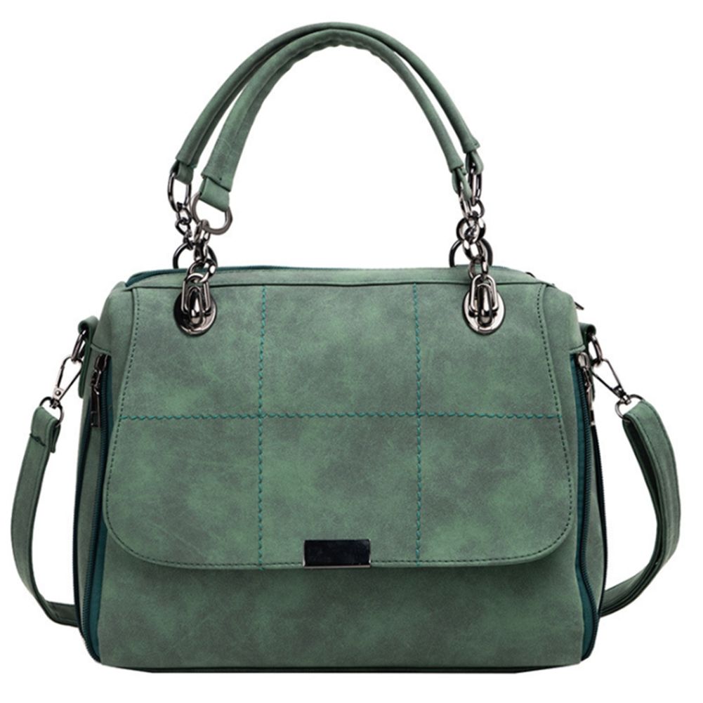 Matte Women Handbag Scrub Female Shoulder Bags Large Capacity Matcha Green PU Leather Lady Totes Boston Bag,Green