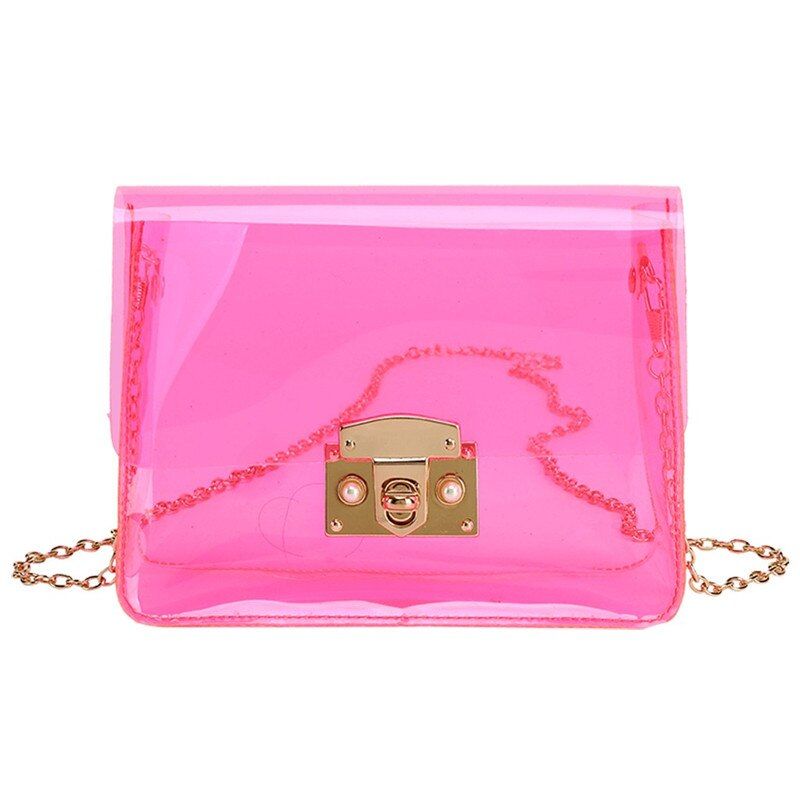 Women Transparent Bag Clear PVC Jelly Small Tote Messenger Bags Laser-Holographic Shoulder Bags Female Lady Sac Femme