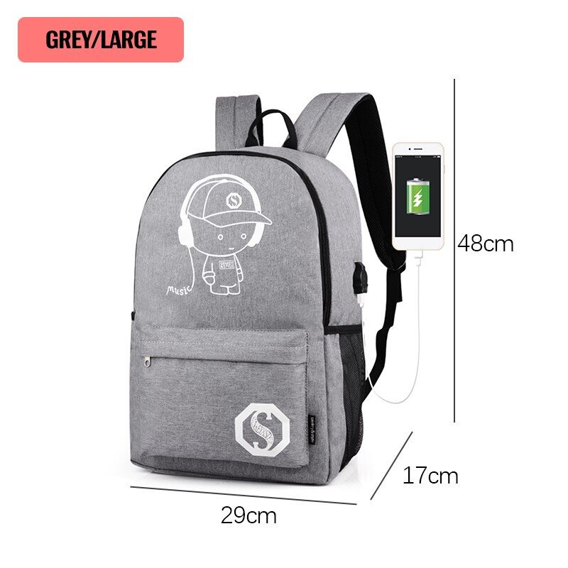 Super Cool Luminous Boys and Girls Backpack USB Charging School Bags Anime Fashion Uni Backpack Teenager men Travel bag