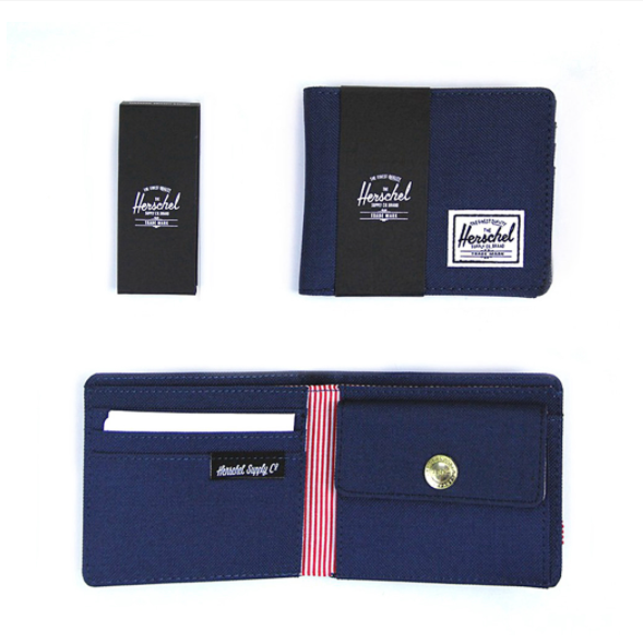 delivery Herschel Canvas Wallet Multi-Card Position Two Fold Short Unisex Adults Wallet Purse
