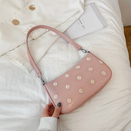 Small Armpit Bag PU Leather Crossbody Bags For Women 2020 Summer Small Daisies Design Shoulder Handbags Cross Body Bag