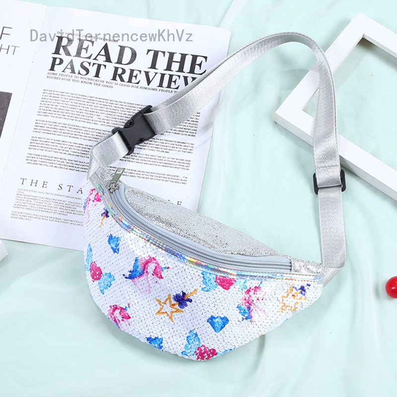 Pack For Kids Girls Glitter Sequin Unicorn Waist Bag With Adjustable Belt For Children Travel Hiking Running Camping Sport Waist Packs