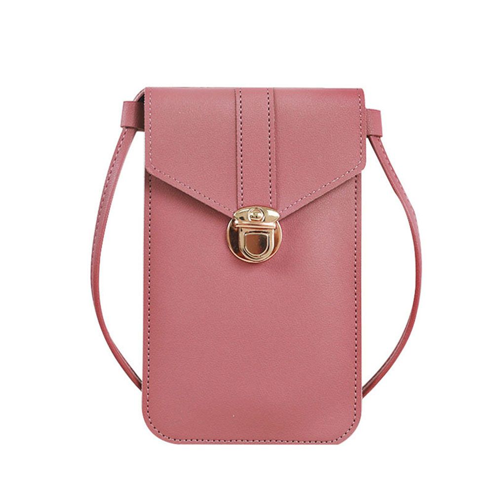 Women Fashion Lock Catch Crossbody Shoulder Bag Clear Phone Touch Screen Purse