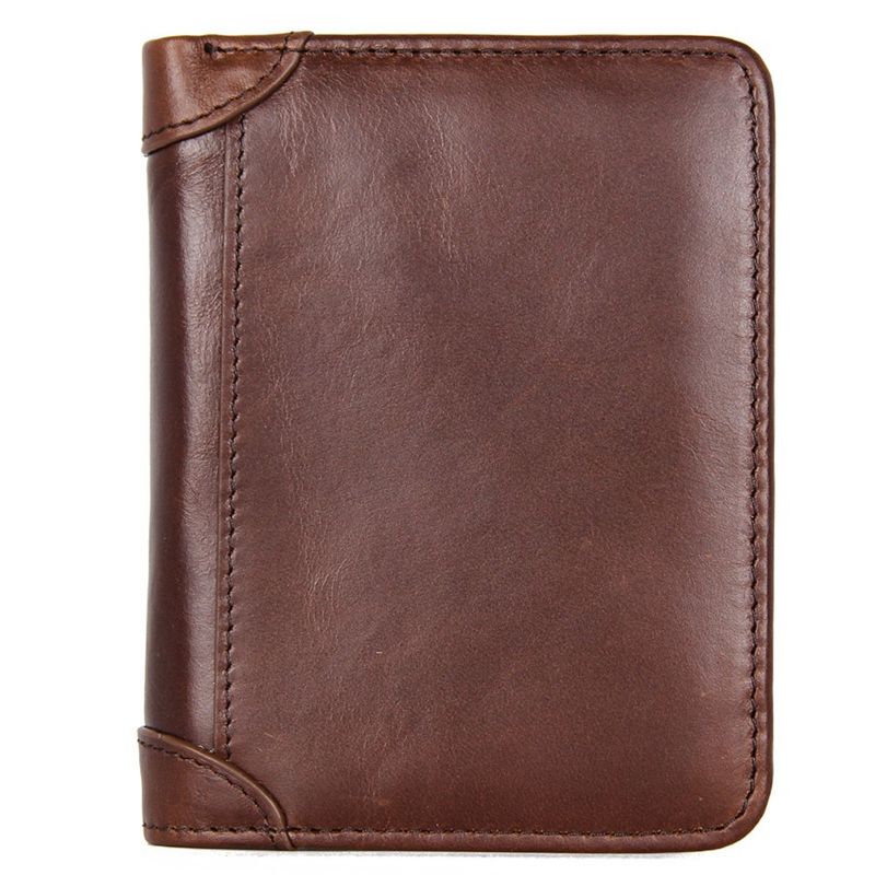 Men's Wallet PU Leather Crazy Horse Leather Men's Wallet Anti-Theft Brush Men's Wallet Coffee