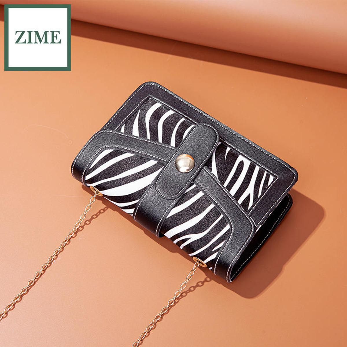 ZIME Winter European and American style snake pattern color matching chain small square bag shoulder diagonal bag female trend