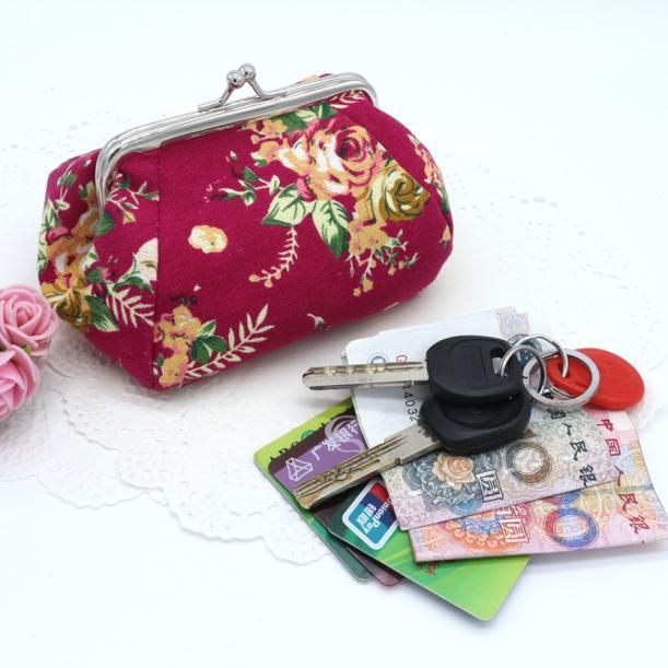 Women Lady Retro Vintage Flower Small Wallet Hasp Purse Clutch Bag