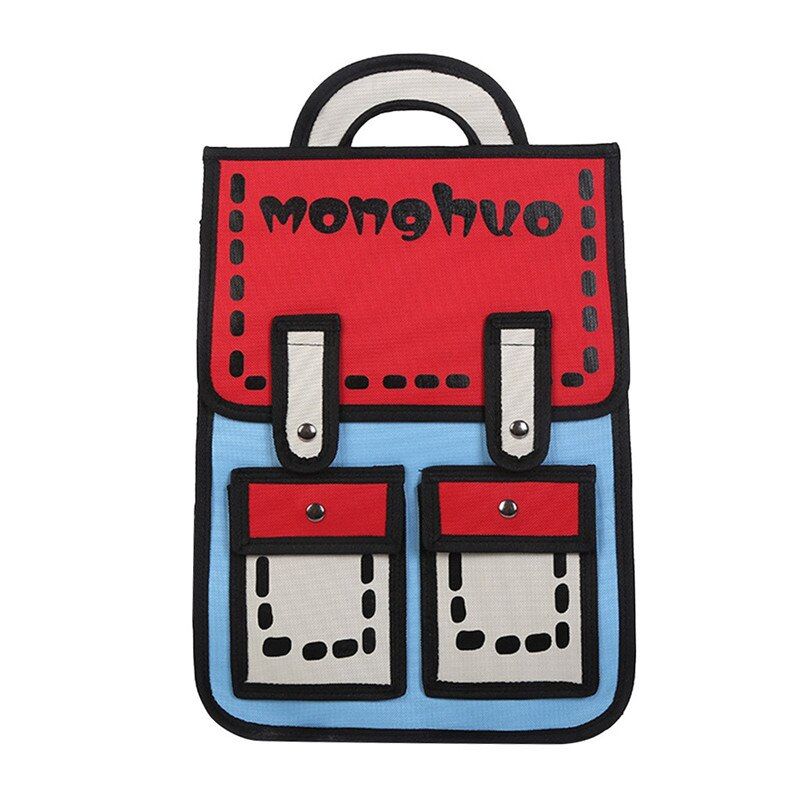 Women Backpack 3D Jump Style 2D Drawing Cartoon Back Bag Comic Messenger Tote Fashion Cute Student Bags Unisex Knapsack Bolos #4