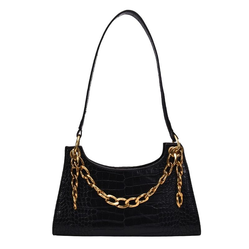 Women Shoulder Bag Crocodile Pattern Solid Armpit Bag Ladies  Chain Shoulder Bag Female Travel Underarm Bag Phone Purse