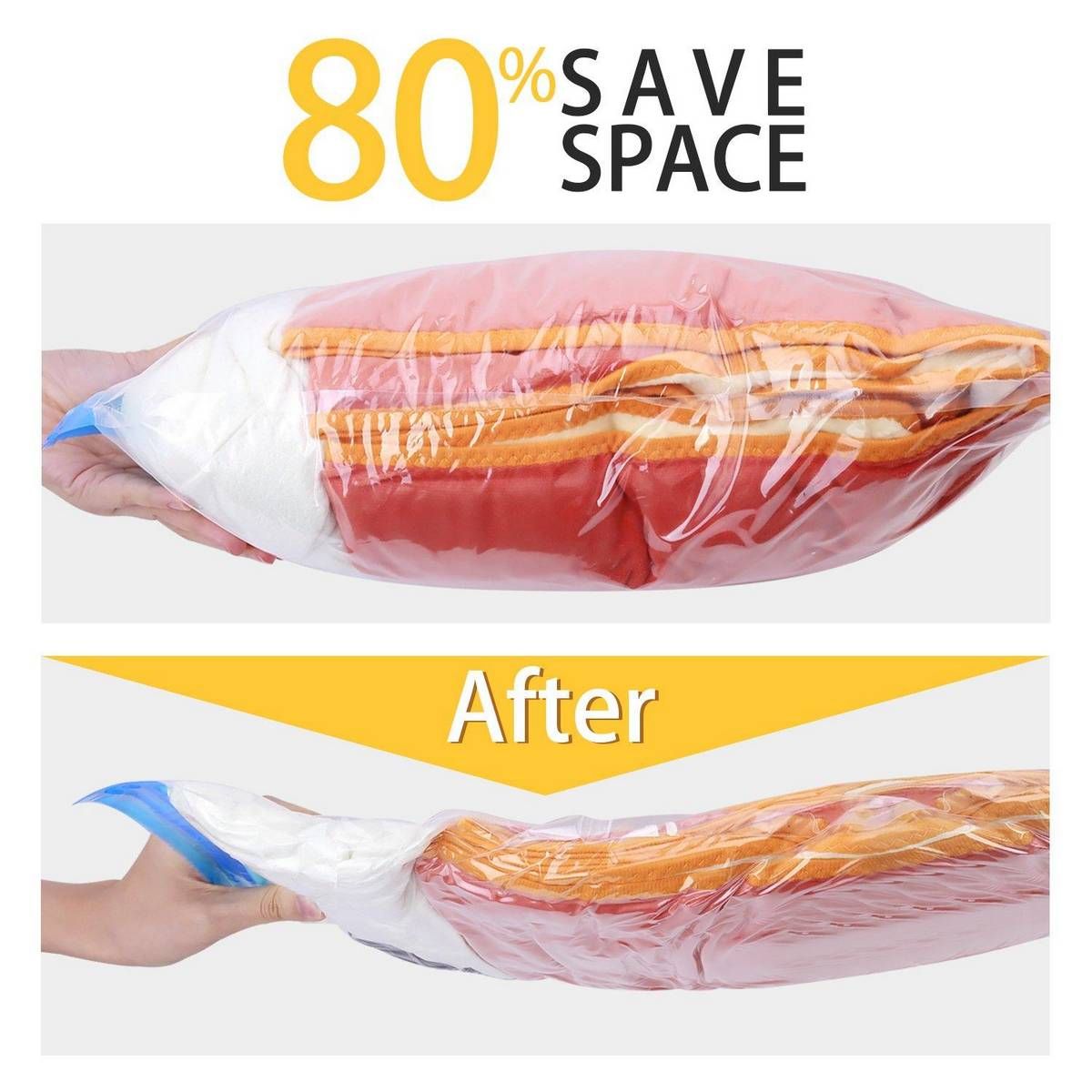 【BestGO】10PCS Vacuum Compression Bags 70x50CM with Pump Home Travel Packing Storage Bags (Transparent)