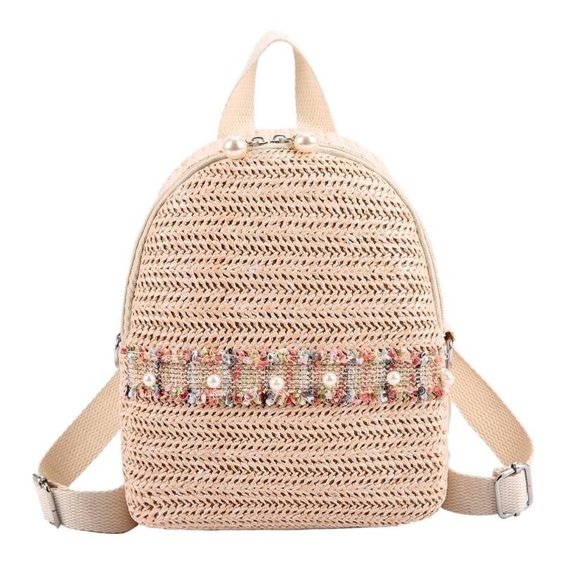 Fashion Straw Woven Backpack Women Back Pack Summer Teenage Girl Quality Backpacks Travel Bags Books Rucksack