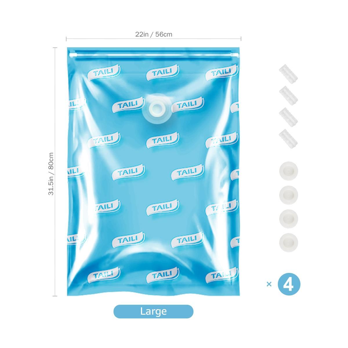 【BestGO】Blue Premium Vacuum Storage Compression Bags Space Saver Bag Moisture proof Mothproof for Coat, Big Duvets, Bedding, Giant Towels, Pillows, Blankets, Clothes