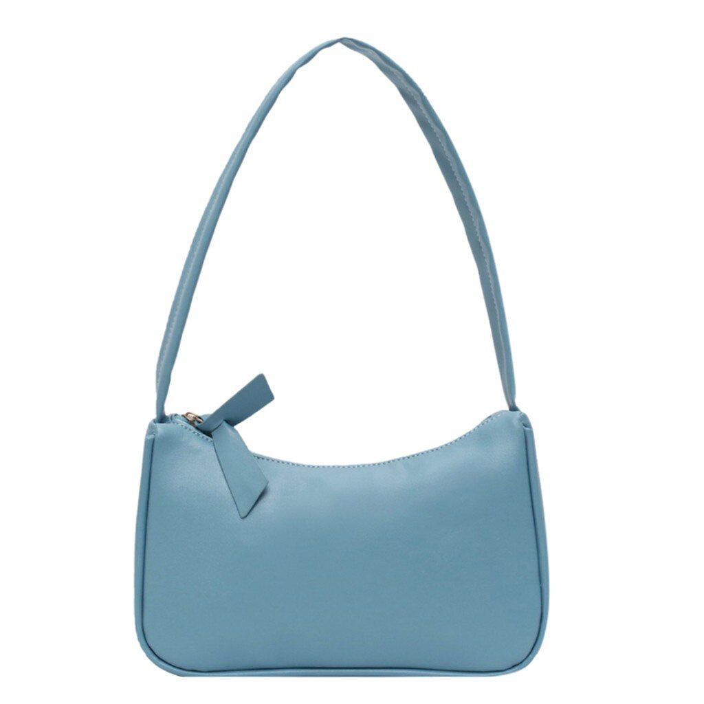 Aelicy Black Luxury Handbag Vintage Baguette Women Shoulder Bag Retro Split Pu Leather Bags Solid Small Messenger Handbag Female