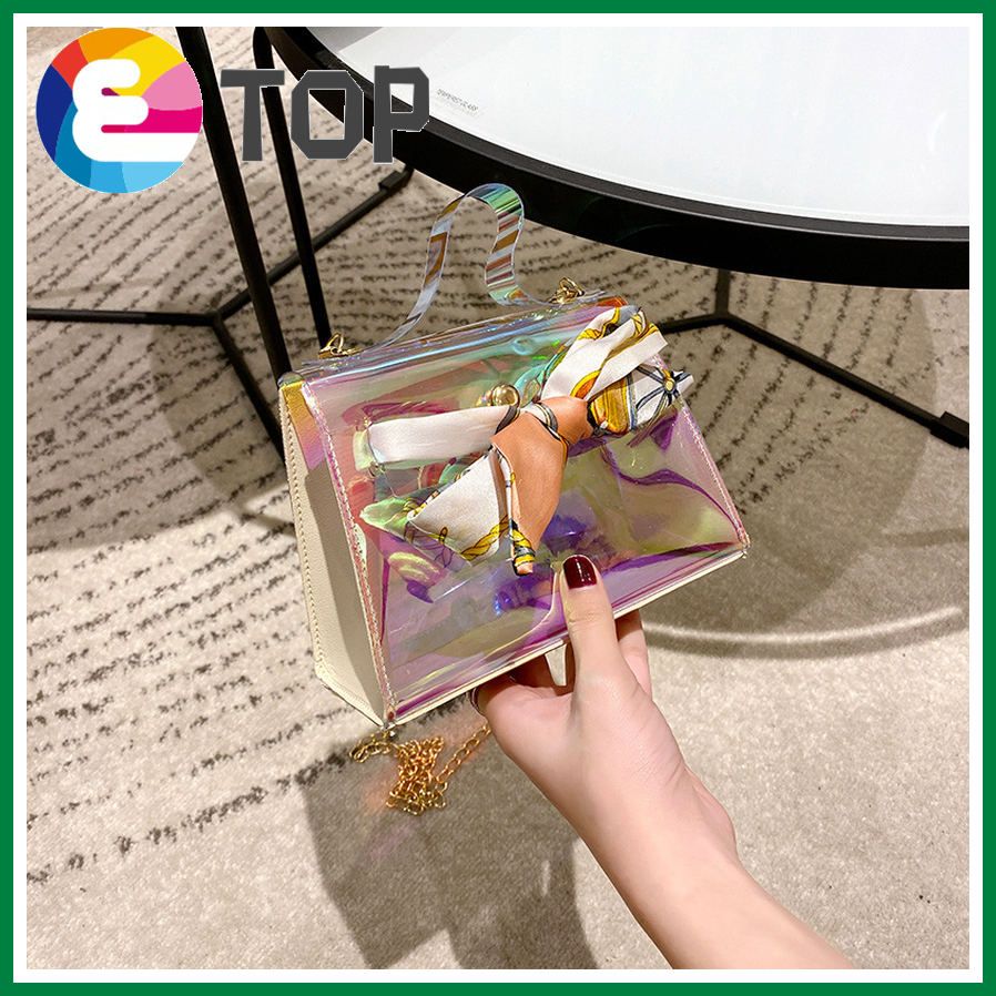 Female bag bowknot silk scarf laser cool chain small Fangxia Korean bag