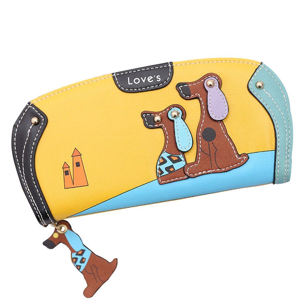 Cartoon Dog Women Wallet Wrist Handle Phone Case Long Section Money Pocket Pouch Handbag Women's Purse Card Holder