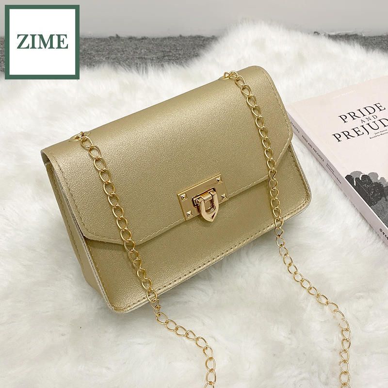 ZIME Bags ladies one-shoulder diagonal lock small square bag autumn and winter Korean personality bag cover small change bag