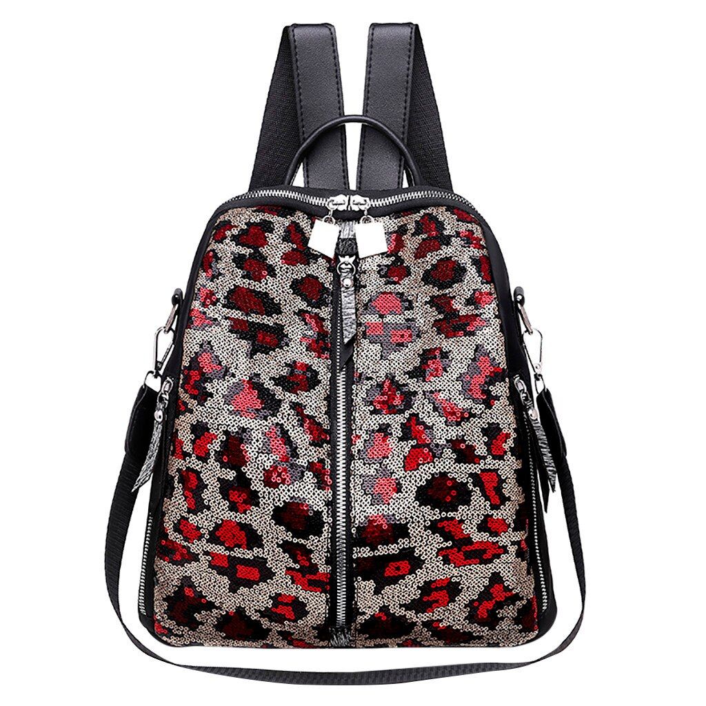 OCARDIAN backpack Female Backpack Leopard Sequin Oxford Dual-Straps Patchwork Travel Backpacks Large Capacity Shoulder Bag O17