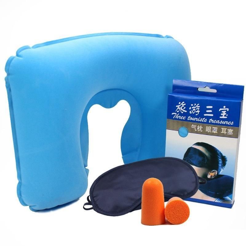 3 in 1 Travel Set-Air Neck Pillow Cushion-Eye Mask-Ear Plug