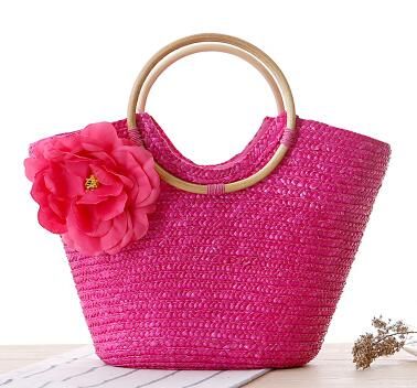 2021 New Rattan Handle Woven Bag Flowers Straw Bag Leisure Vacation Tote Beach Bag For Women Luxury Handbags Designer MXH01