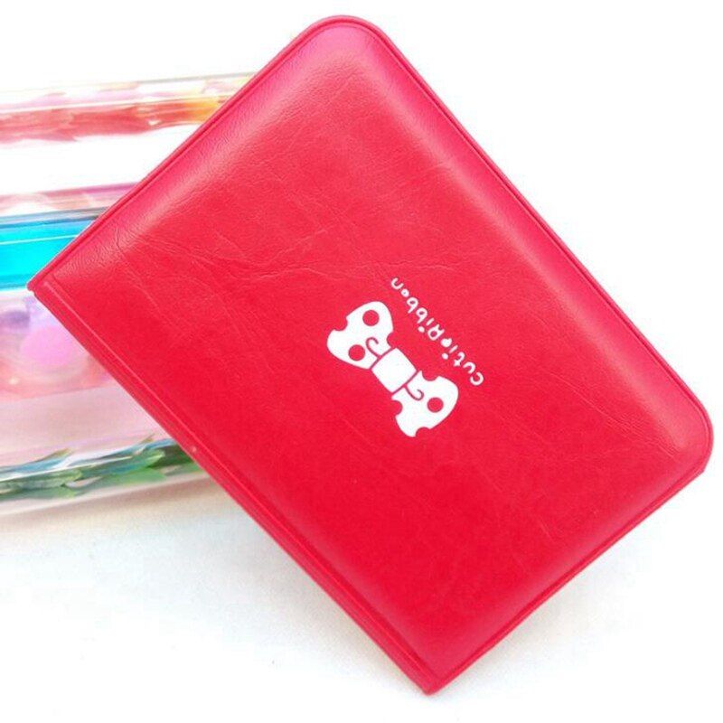 Cute Bow Credit Card Holder Women Men 12 Bits PU Leather Buckle Business Cards ID Card Holder Passport Card Holder Wallet Bag