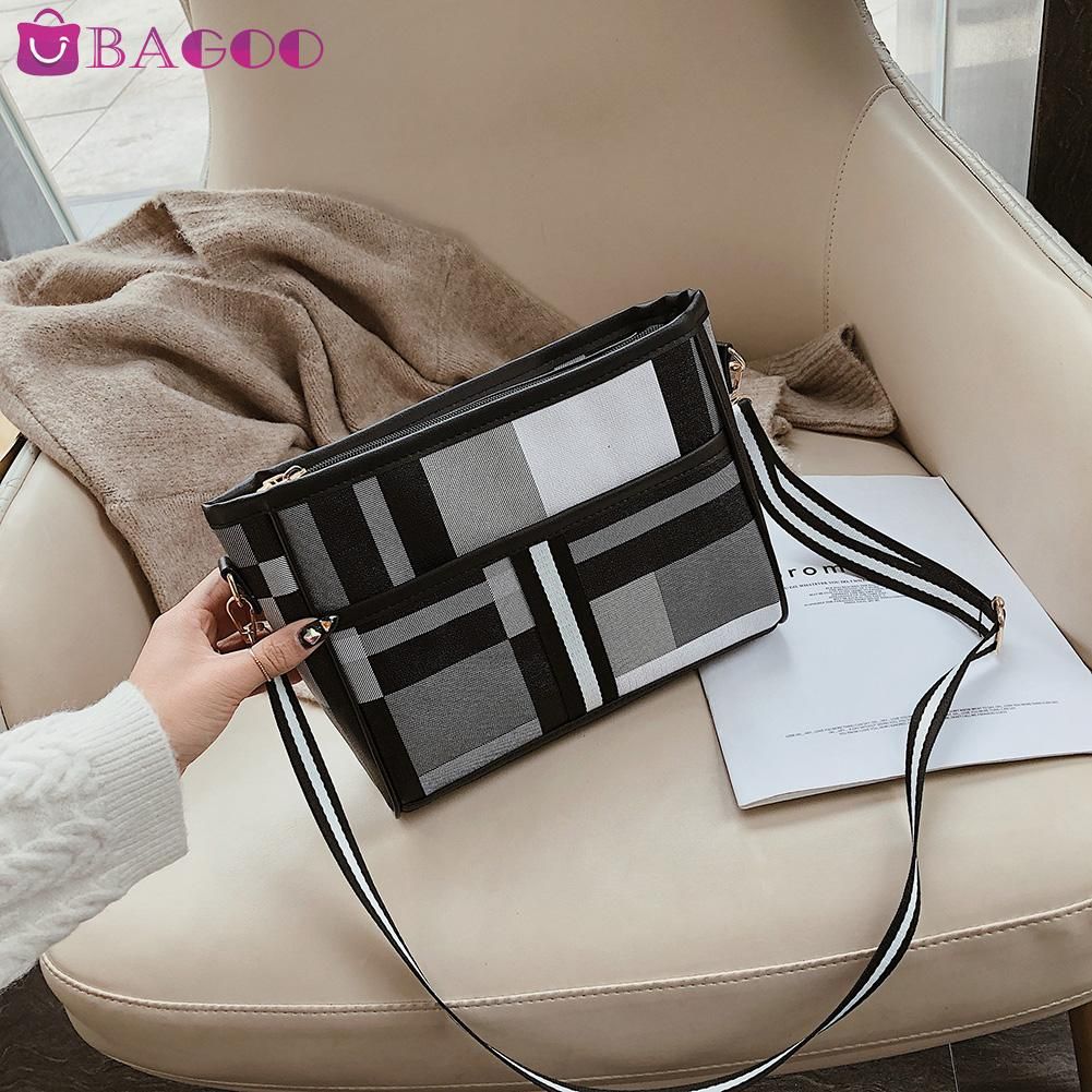 Women Fashion Plaid Color Crossbody Handbags PU Leather Large Shoulder Messenger Bag Casual Ladies Shopping Satchel