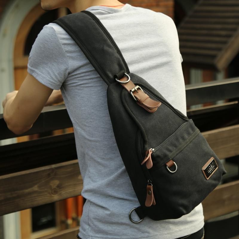 New retro canvas men's outdoor cross-body bag casual Messenger bag men's bag sports chest bag shoulder cross-package