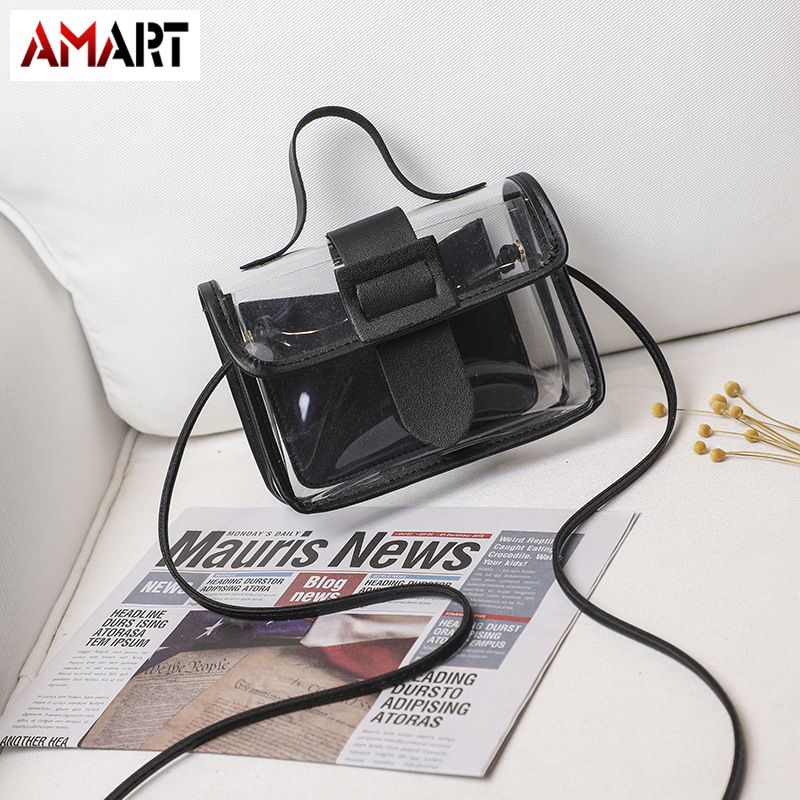 DAPHNE Shoulder Bag various Colors with clasp for lady Small Bag Fashion PVC Transparent Square Crossbody Bag / Multicolor