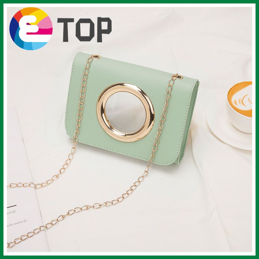 Ladies bag cover type large circle decoration cross-body chain small square bag summer and autumn Korean small bag
