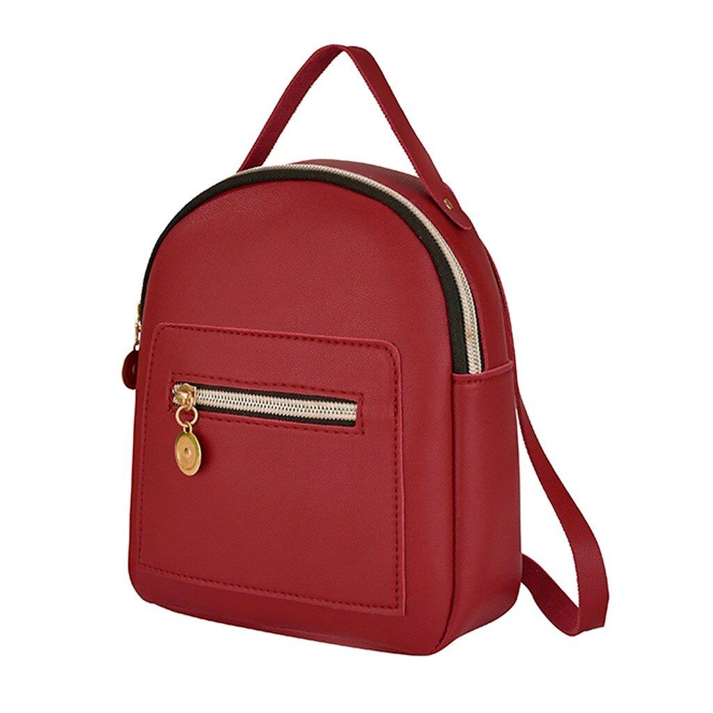 Women Mini Backpack Casual Pu Leather Shoulder Bag Teenage Girls Multi-function Small School Backpack Mochila Female #T1P