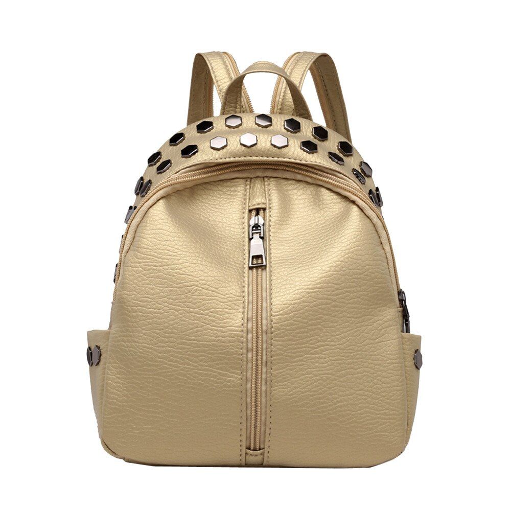 Gothic Style Rivets Leather Backpacks Women Luxury Brand Cool Backpack Large Capacity School Rucksack Girls Casual Book Mochila