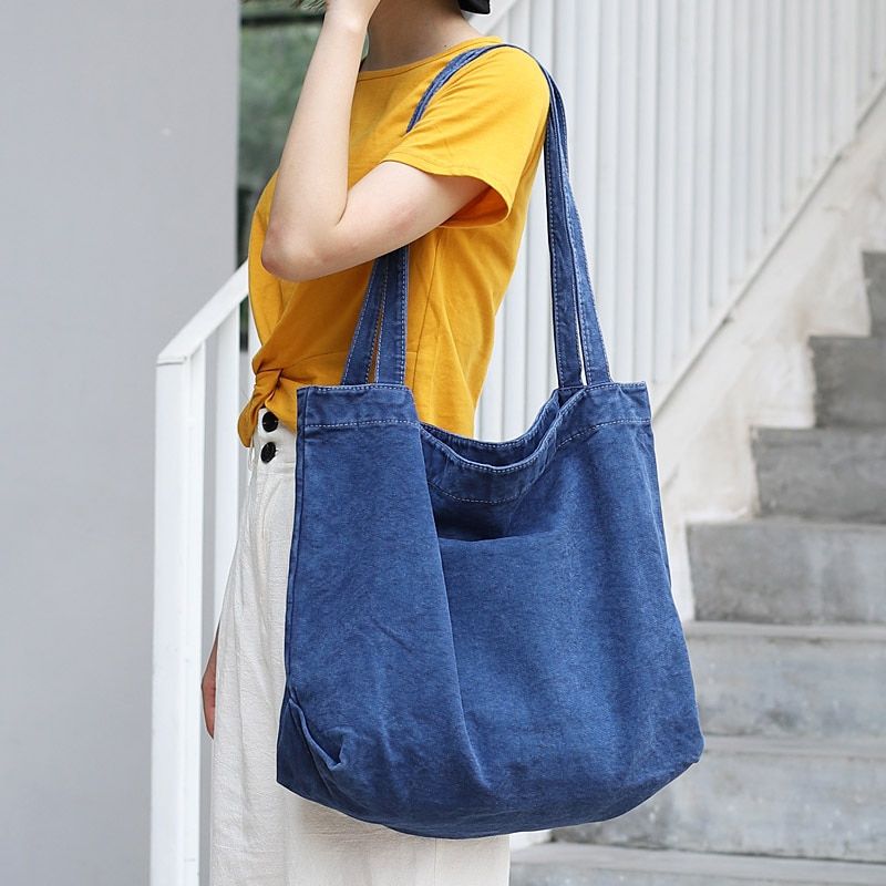 Eco-friendly Canvas Top-handle Bag Teenager Fabric Casual Leisure Daily Handbag Women Big Capacity Diaper Shopping Bag Tote Bag