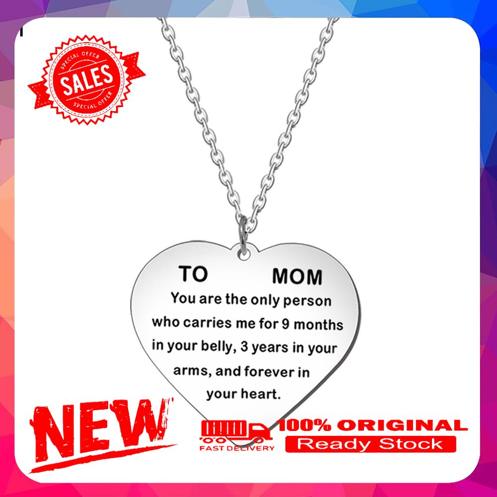 Letter To Mom Necklace Love Heart Pendant Chain Keychain Key Ring Gift