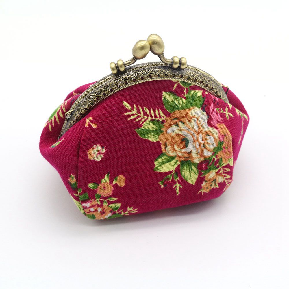 Individual Wallet,Lady Vintage Flower Mini Coin Purse Wallet Clutch bag (rose Red)